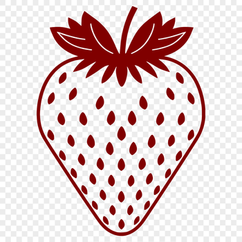 An SVG graphic featuring a detailed representation of a single strawberry.