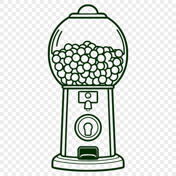 A colorful, iconic gumball machine designed in vector format.
