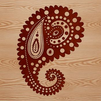 A stylized, ornate paisley shape with intricate details suitable for vector art and clipart designs.