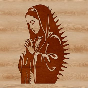 A classic representation of the Virgin Mary, depicted in intricate detail.