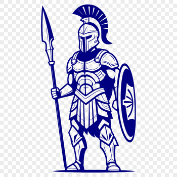 Ancient Greek warrior in Spartan armor depicted as a vector graphic