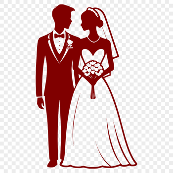 Vector illustration of a wedding scene with bride and groom.