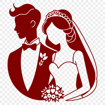 A vector illustration of a happy couple exchanging vows at their wedding.