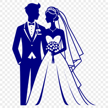 Wedding couple standing together in front of floral arrangements, suitable for vector design and cutting machine projects.