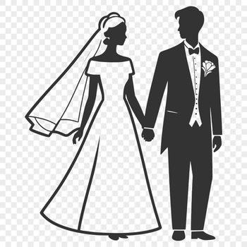 SVG illustration of a couple getting married, suitable for cutting machine designs and vector art projects.