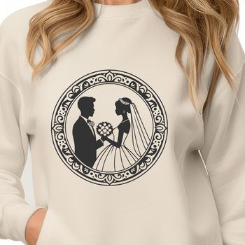 Vector wedding illustration with a bride and groom.