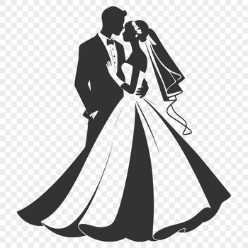 A vector illustration of a bride and groom standing together at their wedding ceremony.