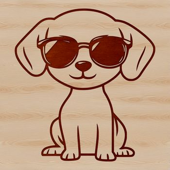 A Weimaraner breed dog sitting with sunglasses on.