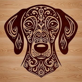 A portrait illustration of a Weimaraner dog with a sleek coat.
