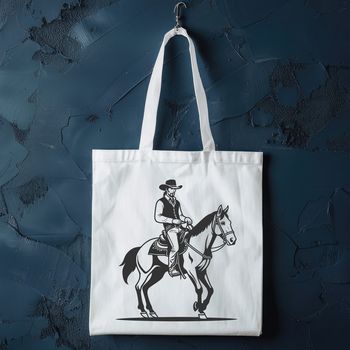 A western-style cowboy standing on a horse, illustrated in vector format.