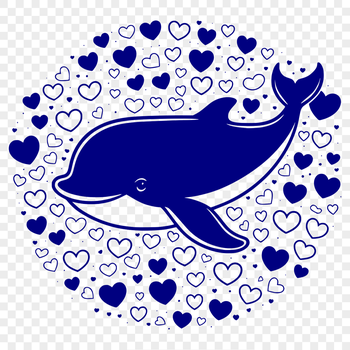A simplified illustration of a whale in silhouette form, suitable for commercial use.