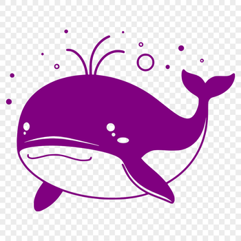 Large marine mammal swimming in the ocean, designed as a vector graphic for cutting machines and digital art.