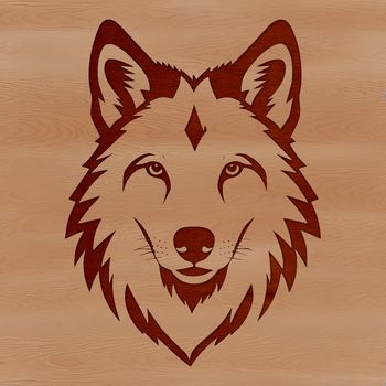 A detailed illustration of a wolf's head, suitable for cutting machine stencils or vector art designs.