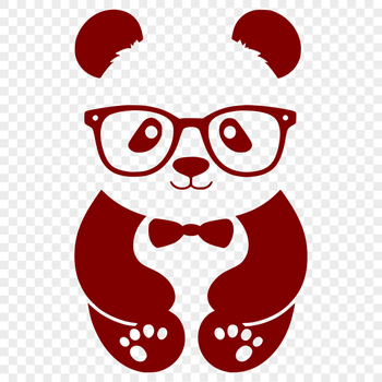 A cartoon panda wearing glasses, created as vector art.