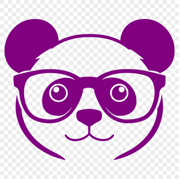A cute panda wearing stylish glasses in a simple vector design.