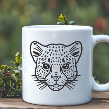 An svg rendering of a big cat's face, showcasing its unique coat patterns.