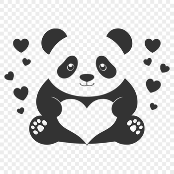 A cute panda bear with heart-shaped markings on its fur.