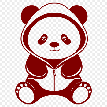 A digital illustration of a panda wearing a hoody, suitable for vector art and design projects.
