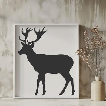 An SVG graphic featuring a stylized image of a wild animal, a deer.