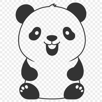 A black and white illustration of a giant panda in a natural environment, suitable for vector art.