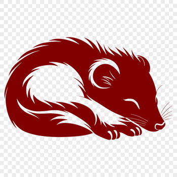 A wild skunk resting in a natural environment.