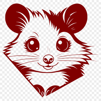 An SVG vector design featuring a realistic depiction of a wild animal, the possum.