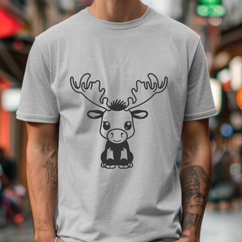 An illustration of a large North American wild animal with antlers, depicted in vector format.