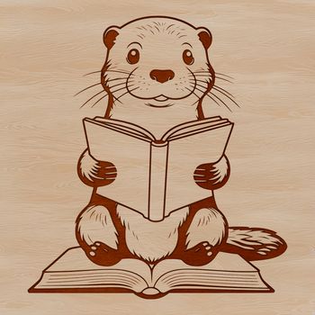 A wild otter reading a book in a serene environment.