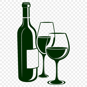 A bottle of wine in a glass on a table, with the label and contents visible.