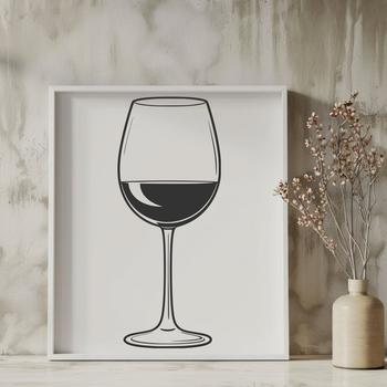 A simple illustration of a glass filled with red wine, suitable for vector design and commercial use.
