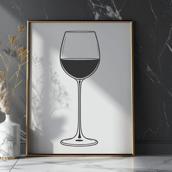 A stylized illustration of a glass filled with wine, suitable for vector art projects.