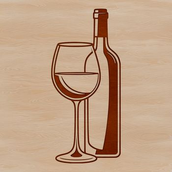 An illustration of a glass filled with red wine, perfect for clip art design.