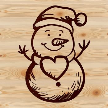 A cartoon snowman with love hearts on its body, symbolizing the festive spirit of winter.