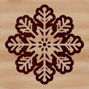 Illustrated winter snowflake design with intricate details, suitable for vector art projects.