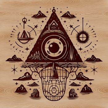 A detailed illustration of a witchcraft symbol, featuring an ornate design with mystical elements.