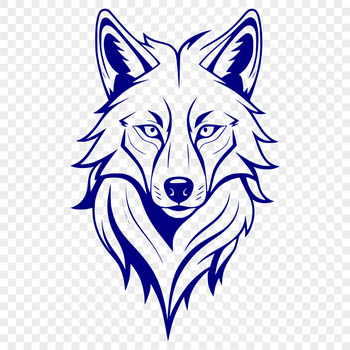 A detailed illustration of a wolf's head, created as a vector graphic.