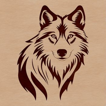 A high-quality digital illustration of a wolf's head.