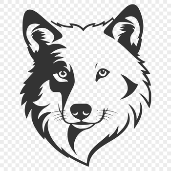 A detailed illustration of a wolf's head, suitable for vector art projects.