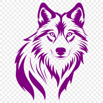 A detailed illustration of a wolf's head.