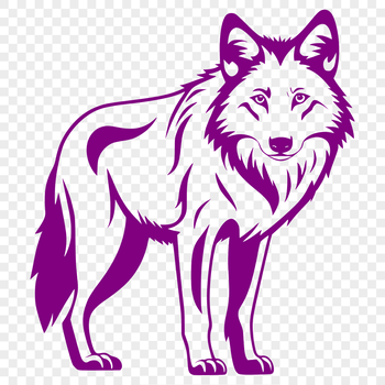 A high-quality vector illustration of a wolf in full-body standing pose.