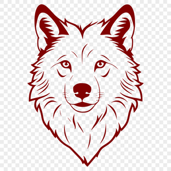 A stylized illustration of a wolf's head in vector format.