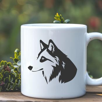 A detailed illustration of a wolf's head, suitable for digital cutting machines like Cricut or laser cutters.