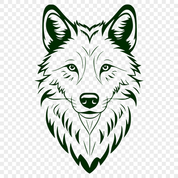 A digital illustration of a wolf's head, created as a vector graphic.
