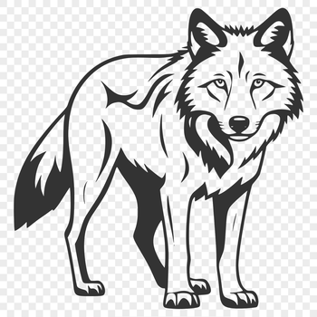 A standing wolf depicted in full body form.