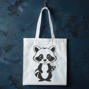 An SVG graphic design featuring a raccoon illustration with editable paths.