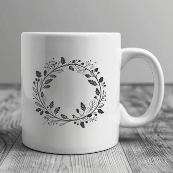 A floral SVG design of a decorative wreath with intricate details.