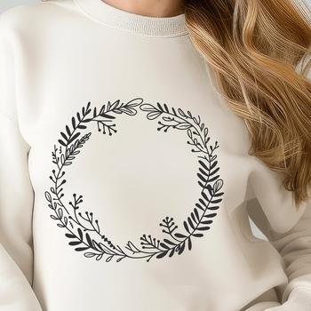 A floral wreath design in vector format, suitable for digital cutting machines like Cricut.