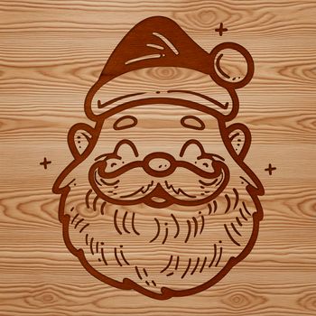 Illustrative depiction of Santa Claus in a festive holiday setting, suitable for Christmas designs.