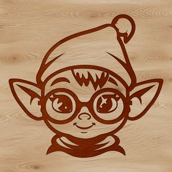 A small Christmas elf character wearing glasses, perfect for decorating or crafting projects.