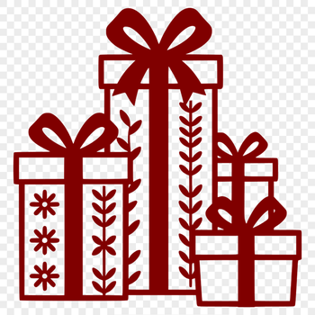 A stylized, digital illustration of a gift box with wrapping paper and ribbon.